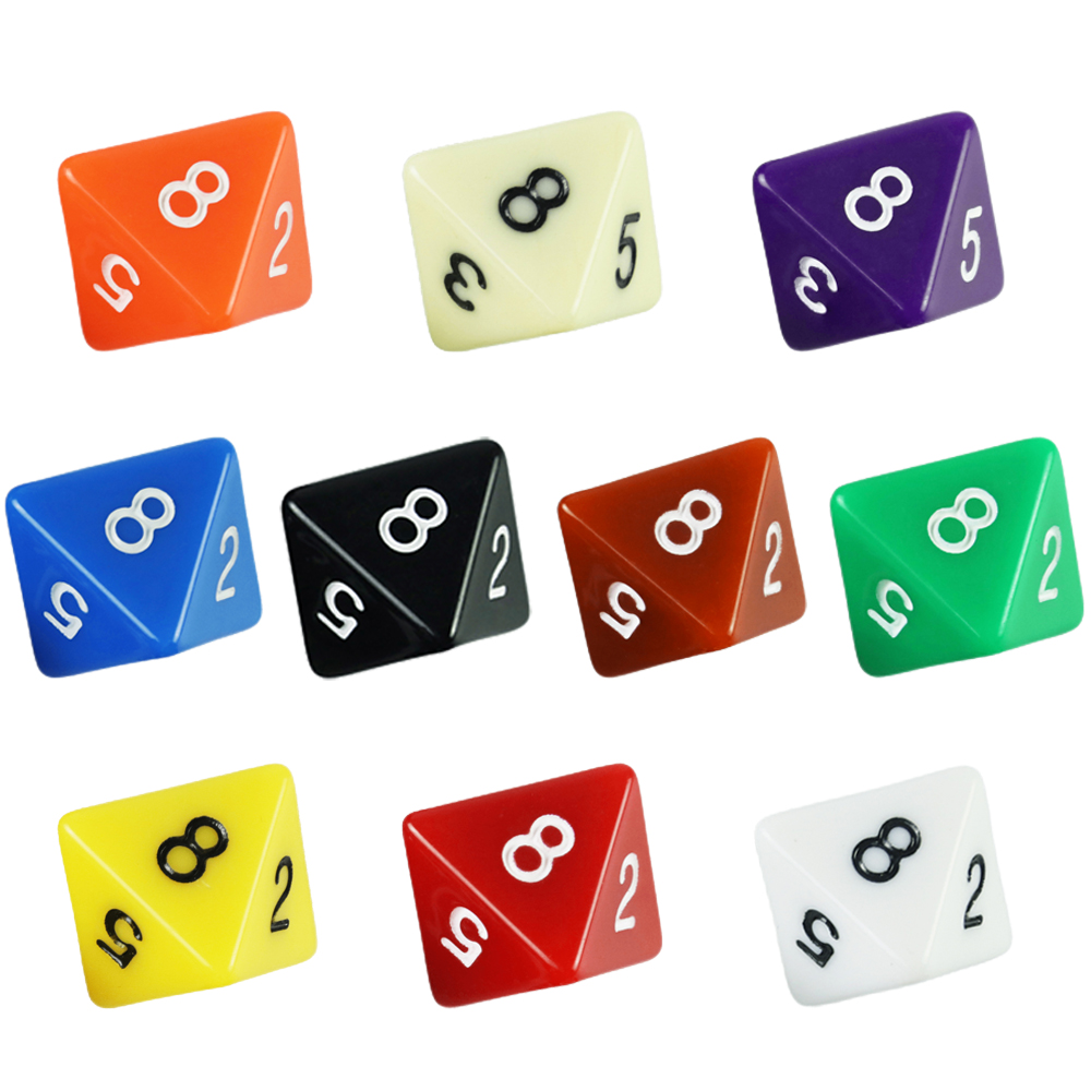 Board Game Digital - D8 폴리헤드럴 다이스 세트 10개 불투명