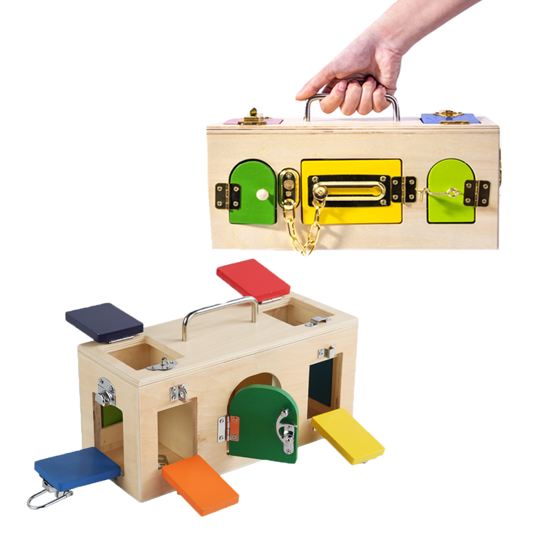 Board Game Box - 몬테소리 잠금 상자 장난감 나무 활동