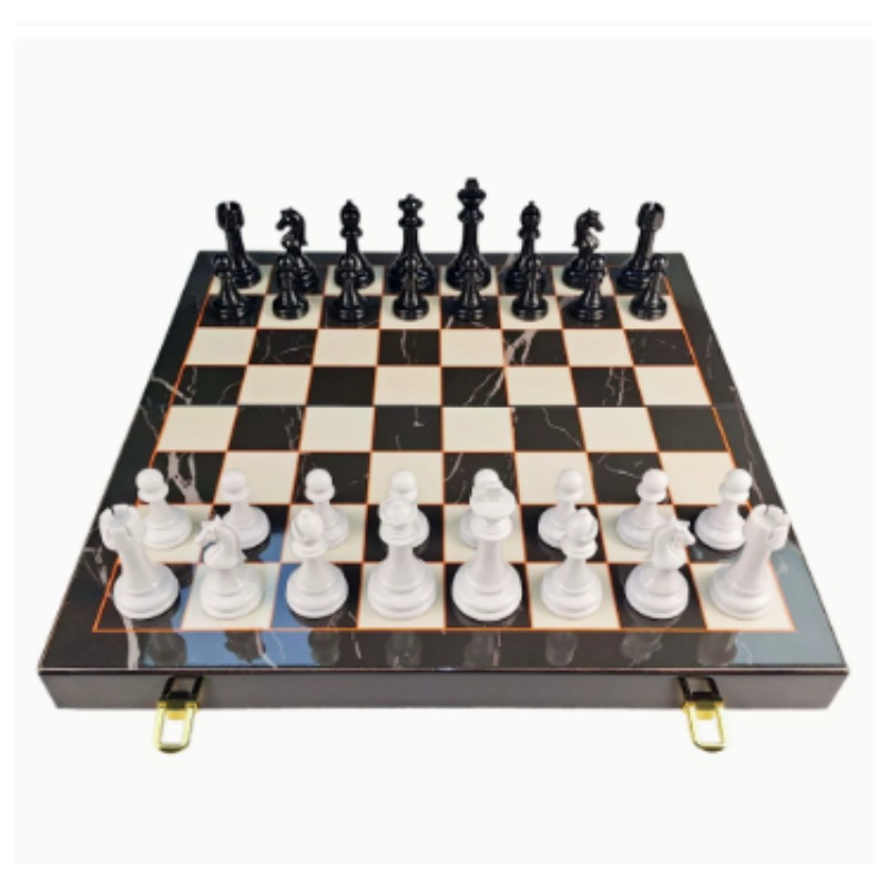 Board Game Box - 고급 원목 대리석 무늬 체스 세트