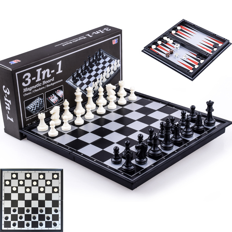 Board Game Vantage - 접이식 자석 체스 25CM 체커 백개먼