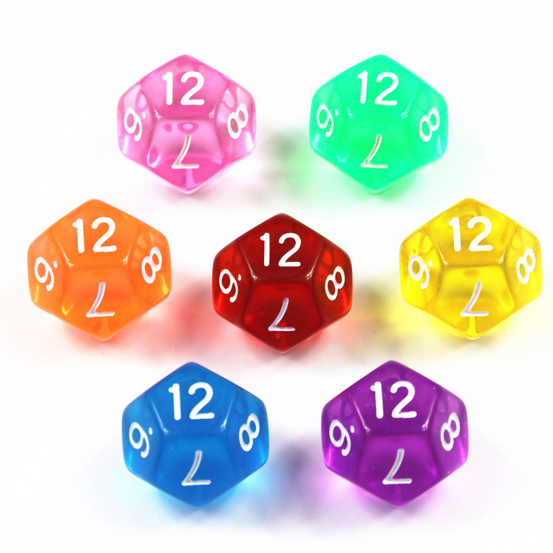 Board Game Digital - 10Pcs 12면 투명 컬러 주사위 세트,