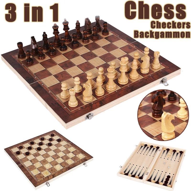 3 in 1 체스 보드, 접이식 목재 휴대용 체스 게임 - Board Game Vantage 리뷰 및 가격