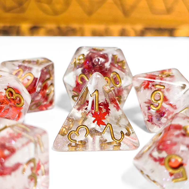 7PCS DND 주사위 투명 레진 가을 단풍잎 다면체  - Board Game Land 리뷰 및 가격