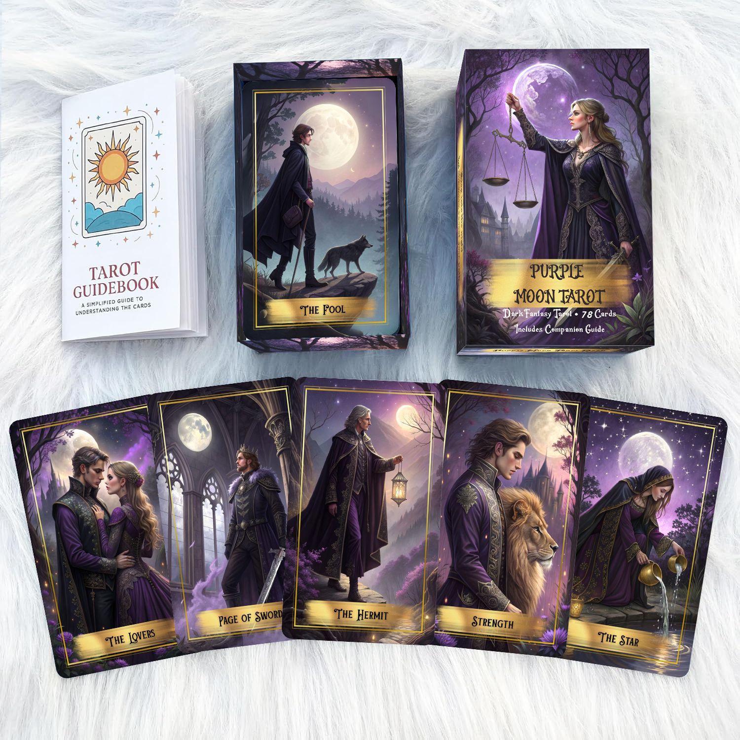 퍼플 문 타로 카드 덱(가이드북 포함), 78개 다크  - Board Game Oracle 리뷰 및 가격