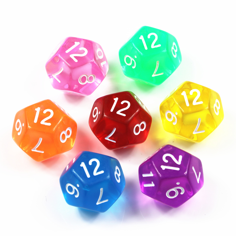 10Pcs 12면 투명 컬러 주사위 세트, 역할 놀이  - Board Game Digital 리뷰 및 가격